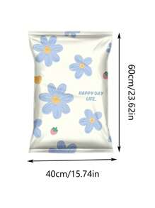 1/2pcs Blue Daisy Printed Manual Vacuum Storage Bags, Suitable For Clothes, Blankets And Quilts - Space Saving, Dustproof, Moisture-Proof, Transparent Plastic Storage Bags, Fit For Home And Travel, Clothing Storage Bags - Multicolor - View 13