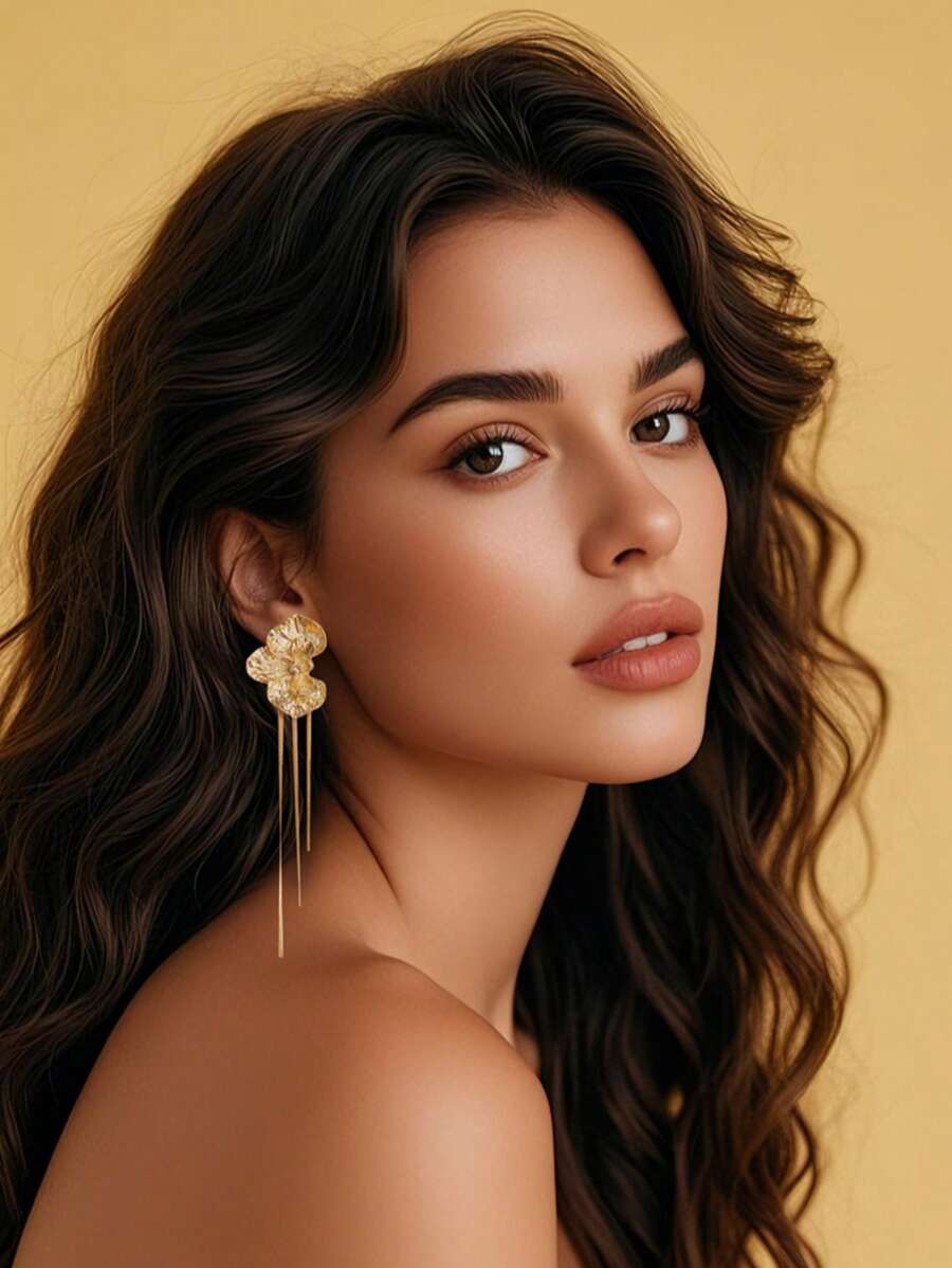 1 件新款女士花朵耳环、流苏耳环、复古耳环、金属蝴蝶首饰