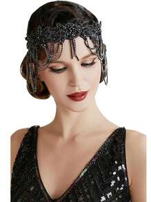 1920s 3-Piece Headpiece Set, Including Headband, Hair Pin And Pearl Necklace, Vintage Accessories Prom - Multicolor - View 3