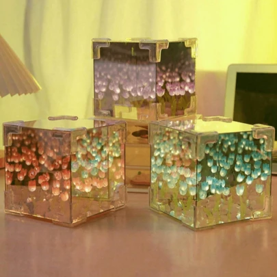 1 件 20 朵郁金香花，手工制作 DIY 创意迷你夜灯，3D 花卉氛围灯，优雅桌面装饰，贴心礼物，客厅家居装饰，婚礼装饰，情人节礼物