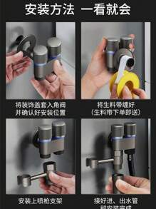 Hygienic Shower For Bathroom Washbasin Double Valve Lead/Chrome Stainless Steel ABS SHOWER KIT + DOUBLE REGISTER - 銀色 - 查看 2