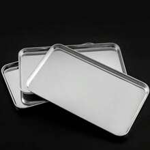 1 Pieces 3 Pieces Of Stainless Steel Square Multi-Functional Flat Base / Plate / Tray, Mini Version, 10.43 Inches * 8.07 Inches * 0.47 Inches (Large) / 10.43 Inches* 6.1 Inches * 0.47 In (Medium) / 8.93 Inches * 5.7 Inches * 0.47 Inch (Small), Depth / Height 1.2 Cm / 0.47 Inches, Tiramisu Multi-Functional Flat Base, Cold Noodle Steamed Rice Plate