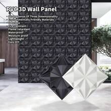 NKEN Panouri de perete 3D Art în design de diamant. 29,4 x 29,4 cm, alb mat/negru. Material, inodor, ușor, ușor de instalat, rezistent la foc, impermeabil și la umezeală, potrivit pentru decorarea pereților în case, camere, băi, dormitoare și camere de zi.
