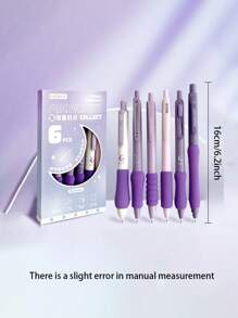 6 stuks Ins zeer aantrekkelijke Level ST snel drogende neutrale pennen, superzachte grip, gladde testpen, geschikt voor kantoor en school (0,5 mm)