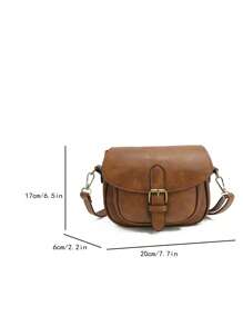 1 pièce Mini sac bandoulière minimaliste décoré de couleur unie vegan rétro