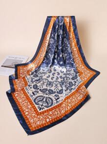 1 件女式 90 色方形围巾，优雅时尚佩斯利花卉印花头巾，适合休闲、街头服饰、装饰、头带、头巾