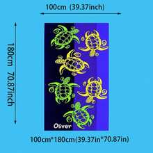 1 件海洋系列动物图案沙滩巾，个性化柔软舒适毛绒沙滩巾 - 彩色 - 查看 27