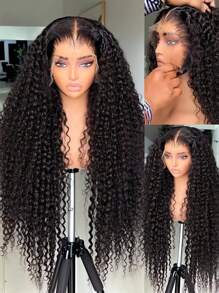 CEXXY Perruques brésiliennes bouclées Remy en cheveux humains, 30 pouces, avec dentelle transparente profonde, pour femmes, 13x6, 360 degrés, HD