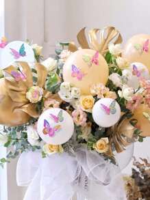 60 miếng dán tường hình bướm 3D, 4 kiểu dáng, 3 kích cỡ, trang trí sinh nhật chủ đề bướm, trang trí tiệc chủ đề bướm, trang trí bánh kem, trang trí phòng em bé (Miếng dán có thể tháo rời với hiệu ứng ánh ngọc trai) - cầu vồng - Xem 4