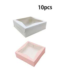 2pcs/5pcs/10pcs Window Bread Box, Cake, Pastry, Chocolate, Cookie, Pie, Birthday Party, Wedding, Easter, Snack Packaging Box