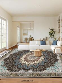 1pc Bohemian Vintage Design Area Rug, Padrão Geométrico Poliéster Grosso Loop Pile Retangular Fácil Cuidado Lavável Antiderrapante Backing Carpet Para Sala de Estar, Corredor, Cabeceira, Sala de Estar, Quarto, Escritório, Cozinha, Decoração de Casa de Fazenda