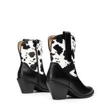 Women's Cowboy Ankle Boots Western Booties Low Heel Pointed Toe Cowgirl Boots - Đen và trắng - Xem 4