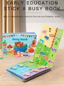 撕开书拼图启蒙安静撕扯粘贴早教儿童钩环棒玩具3-6岁 - 米色 - 查看 3