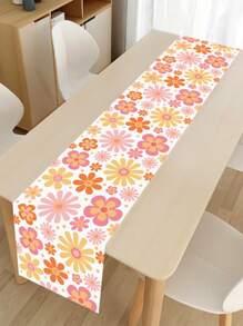 1Pc Retro Daisy Table Runner,180*35cm Polyester Table Cover,Spring&Summer Theme Tablecloth,Spring Decor,Birthday Party Decor,Spring Party Supplies,Kitchen Dining Table Decoration,Wedding Supplies,Bridal Shower Favors,Indoor/Outdoor Holiday Party Supplies,Home Decor,Tabletop Decor,Seasonal Decoration