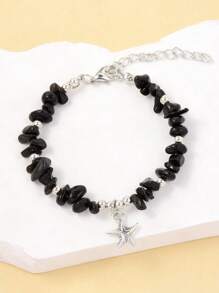 1 件女士时尚天然石串珠海星吊坠手链，适合日常、海滩、度假和旅行佩戴，夏季 - 海星吊墜手鍊 - 查看 10