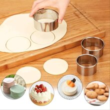 3pcs Stainless Steel Dumpling Cutter Set, Round Cookie And Pastry Cutter, Suitable For Dough, Packaging, Restaurants, Essential Kitchen Tool - Silver - View 4
