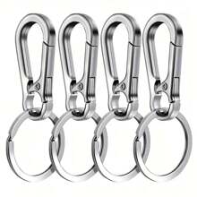 4pcs Metal Keychain, Key Ring, Stand, Storage Bag Set - Suitable For Men - Multicolor - View 2
