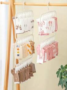 1 件装多功能塑料衣夹晾衣架，适用于悬挂袜子和内衣 - 卧室、浴室、衣柜、壁橱、家庭、宿舍、简易节省空间的悬挂式收纳，弹簧