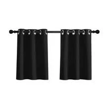 Kitchen Blackout Window Curtains Thermal Insulated Short Curtain For Bedroom Living Room Home Decor Grommet Top Small Drapes - Black - View 1
