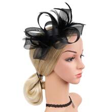 1pc Flower Feather Hair Accessory, Vintage Bridal Headpiece With Face Covering Net For Women's Party Gathering, Elegant Decoration Hat