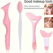 4 Pieces/Set Of Multi-Functional Eye Makeup Tools, Silicone Eyeliner Template, Mascara Mask Eyeshadow Applicator, Lipstick Applicator, Guide Wing Eyeliner Tool, Nose Cleaner, Blackhead Brush, Suitable For Beginners Silicone Eyeshadow Lipstick Positioning,Makeup,Cheap,Room Decor,Vanity,Travel,Bedroom,Makeup Accessories,Cheap,Stocking Stuffers,Makeup,Makeup Tools,Cheap Stuff,Gifts,Gifts For Women,Christmas Gifts - Dusty Pink - View 2