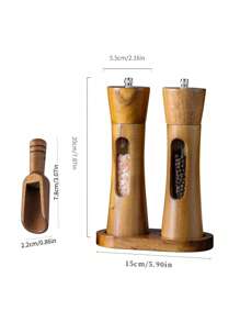 1 件/2 件/3 件/4 件红木胡椒研磨器，厨房透明亚克力香料研磨器，适用于胡椒、海盐、黑胡椒，带陶瓷芯 - 棕色 - 查看 2