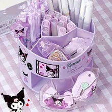 Sanrio Draaibare opbergdoos voor pennen, leuke opbergdoos voor op het bureau met meerdere lagen, beschilderde opbergdoos van kunststof, perfect cadeau voor liefhebbers van kantoorbenodigdheden