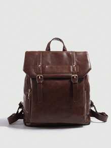 Retro Soft Leather Women's Backpack, Large Capacity College Casual Commuter Bag - Brown - View 4