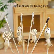 4pcs/5pcs Natural Handmade Cat Lover And Cat Mom Love Wands, The Joy Source For Cat Lover And Cat Mom Loves - Suitable For Daily Playing - Multicolor - View 1
