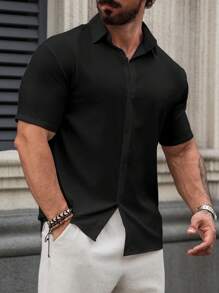 Men's Casual Versatile Solid Color Short Sleeve Shirt