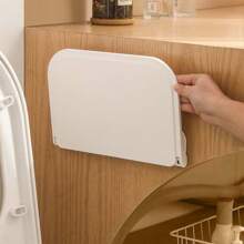 1pc Japanese Style No-Drill Foldable Bathroom Organizer Tray, Wall Mounted Bedside Storage Rack