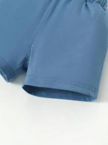 Baby & Toddler Boys' Summer Casual Round Neck Patchwork Bodysuit Set - Blue - View 8