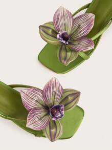 Sandalias de tacón stiletto de dedo abierto, con decoración de flor de satén verde para primavera/verano, viajes y playa