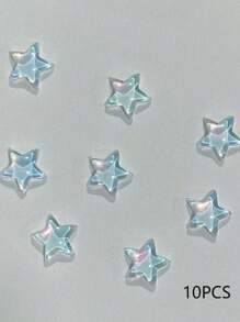 10 件装彩色五角星美甲配件平底钻石 DIY 美甲配件清凉夏日珠宝钻石