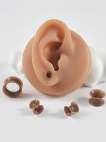 Pair Skin Thin Soft Flexible Ear Tunnels Double Flare Ear Plugs Flesh Tunnel Ear Gauge Expander Stretcher Earlets Earrings - As Shown - View 12