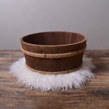 Photography Prop, Wooden Bucket Basket Suitable For Photography,Shooting Background Nest,Solid Wood Material With A Vintage Wood Color,Diameter 35cm / 13.78inch, Height 16cm / 6.30inch, Paired With A Basket Filler Stuffer For Use. Baby Shower Easter Gift Sthings For Girls/Boys