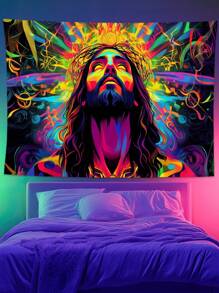 Blacklight UV-reactief wandtapijt Glow in the Dark Wandtapijt voor de slaapkamer