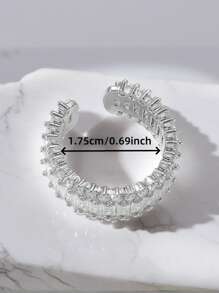 1pc Luxury Cubic Zirconia Ring, Elegant Promise Eternity Stackable Adjustable Rings For Women, Suitable For Wedding Engagement Party Daily Wear, Gift For Birthday Anniversary Valentine's Day Mother Day
