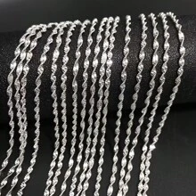 1Pc 16inch~30inch Luxury 2mm Silvery Plated Double Layer Water-Wave Chain Necklace Women Chokers Necklaces For Jewelry Making