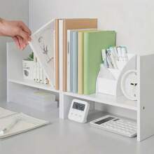 رف تخزين بسيط للمكتب في غرفة المعيشة قطعة واحدة، رف كتب خشبي أبيض بسيط، خزانة طاولة مبتكرة