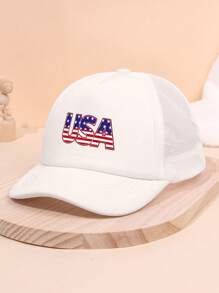 1pc Baseball Cap For Children, USA Print Breathable Sun Protection Hat Suitable For Fishing, Outdoor Activities