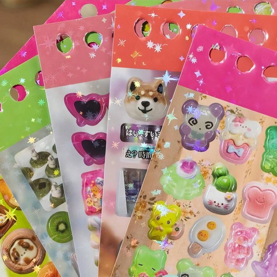 48张/片可爱复古食物樱桃装饰贴纸韩流贴纸书儿童礼物学校文具、学校用品、返校 - Color - 查看 1