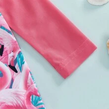 Toddler Baby Girl One Piece Swimsuit UPF 50+ Sun Protection Long Sleeve Rash Guard Bathing Suit Swimwear Sunhat Set - Hot Pink - View 6