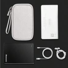 Organizador de cables portátil, bolsa de almacenamiento impermeable para banco de energía, estuche para cables digitales, estuche de tela Oxford para auriculares - Gris - Ver 5