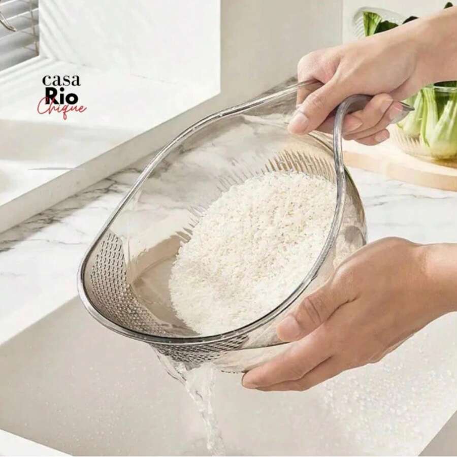 Ergonomic Rice And Vegetable Colander Multipurpose Plastic Drain Basket For Food Washing - Trong sáng - Xem 1