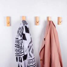 1pc Brass & Wooden Wall Mounted Hook, Country Style Sturdy Bathrobe/Coat Hook, Heavy Duty Hook Rack For Bathroom Towel, Clothes, Hat (Beech Wood Or Black Walnut)