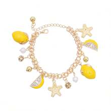 1 pièce Accessoire de chaîne de cheville avec étoile de mer et citron, style bohème pour femme, parfait pour les vacances d'été à la plage