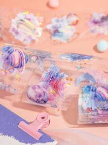 1 rol aquarel tie-dye folie decoratieve tape, Galaxy thema Engels alfabet voor scrapbooking