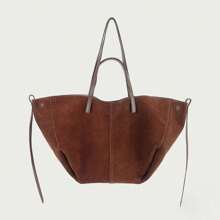 Women Top Handle Bags - Brown Suede - View 2