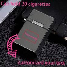 1pc Custom Engraved Stainless Steel Metal Cigarette Case, Personalized Name Cigarette Box, Durable Groomsmen Gift For Men, Unique Customized Accessory - Multicolor - View 2